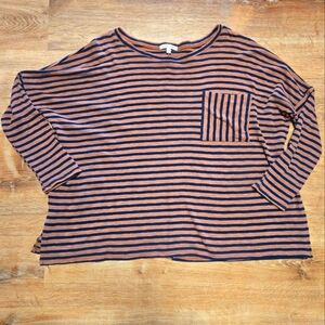 Stevie Hender Orange and Blue Boxy 3/4 Sleeve T-Shirt